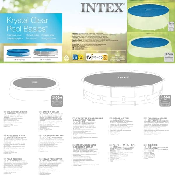 INTEX solopvarmet poolovertræk 348 cm polyethylen blå
