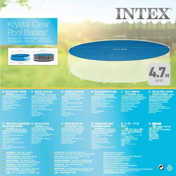 INTEX solopvarmet poolovertræk 488 cm rundt