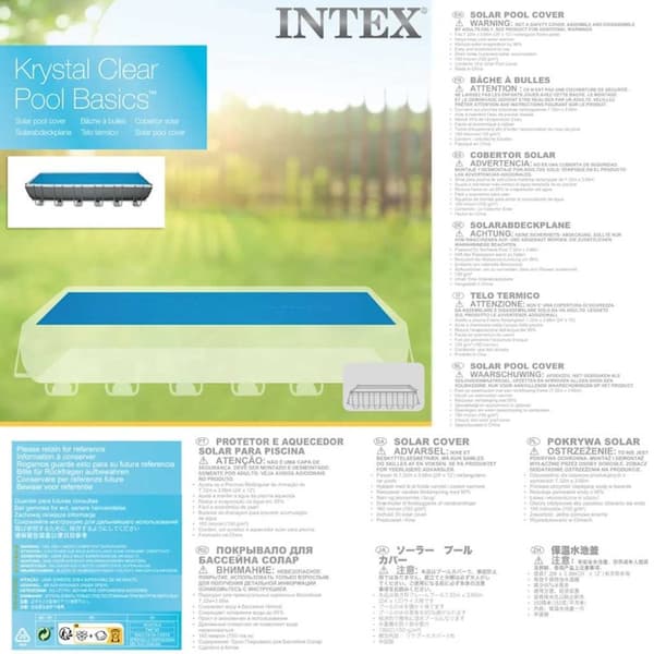 INTEX solopvarmet poolovertræk 716x346 cm polyethylen blå