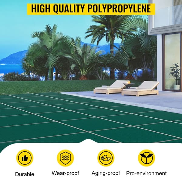 18 x 38 fot poolskydd med kompletta tillbehör för 16 x 36 fot pool, höghållfast PP-material, utmärkt permeabilitet, lätt att montera