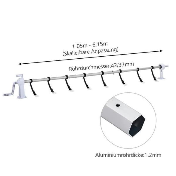 XMTECH mobil poolrulle med 8 fästremmar, bubbelskyddsrulle justerbar från 1,05 M till 6,15 M för pool