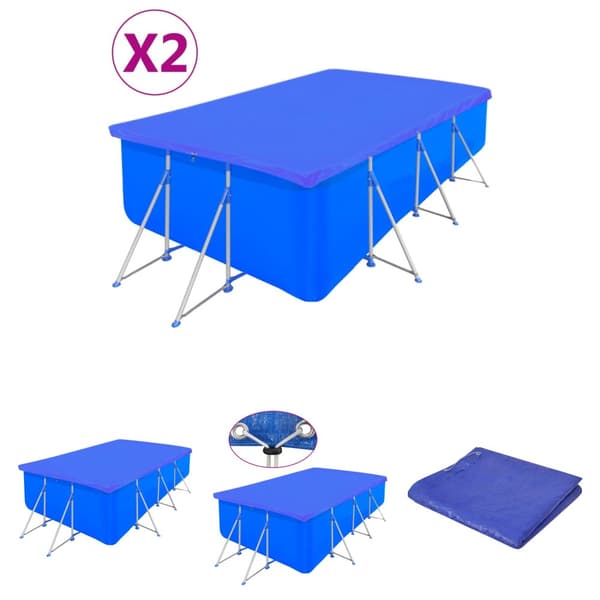The Living Store Uima-altaan suojat 2 kpl PE suorakaide 90 g/m² 394x207 cm -  Uima-altaan suojapeitteet