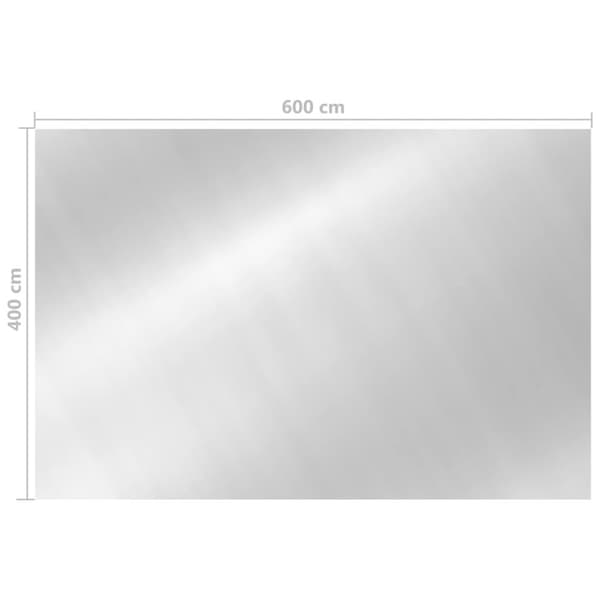 rektangulært poolovertræk 600x400 cm PE sølvfarvet