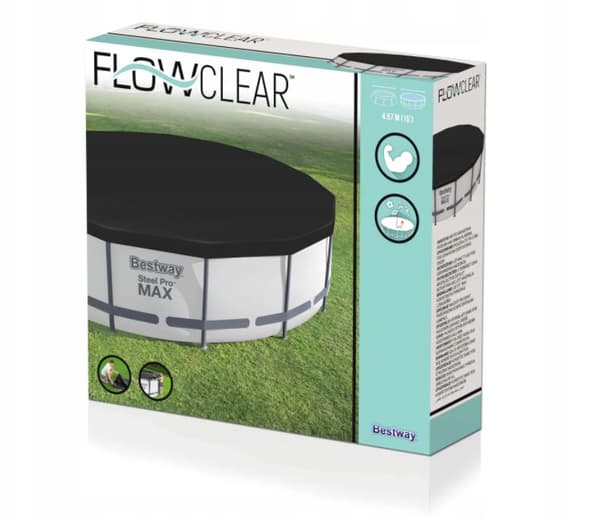Bestway 305 cm Rund Poolskydd - Hållbar PVC, Svart, Termisk Isolering