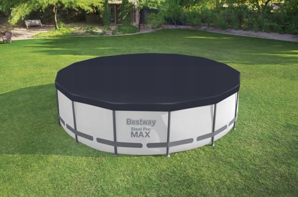 Bestway 305cm Pyöreä Allaspeite - Kestävä, Musta PVC, Lämpöeristys, Helppo Kiinnittää