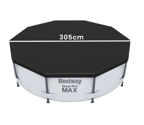 Bestway 305cm Pyöreä Allaspeite - Kestävä, Musta PVC, Lämpöeristys, Helppo Kiinnittää