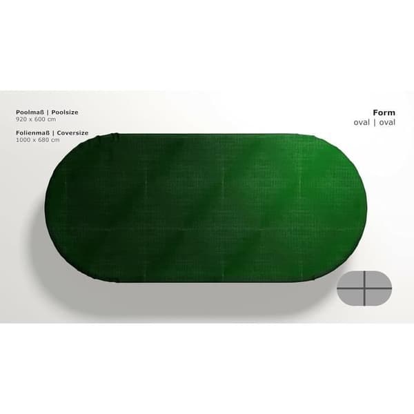 Pool cover - GRASEKAMP - Oval 920 x 600 cm - Plastic - Weather resistant - Grönsvart