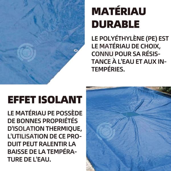 INN Poolskydd 4 x 7 m rektangulär poolskydd som bibehåller poolens vattentemperatur vattentät presenning blå