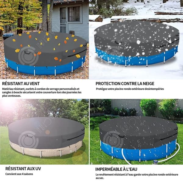 INN Poolskydd 457x20cm runt utomhuspoolskydd idealiskt för att hålla din pool ren vinterpoolskydd