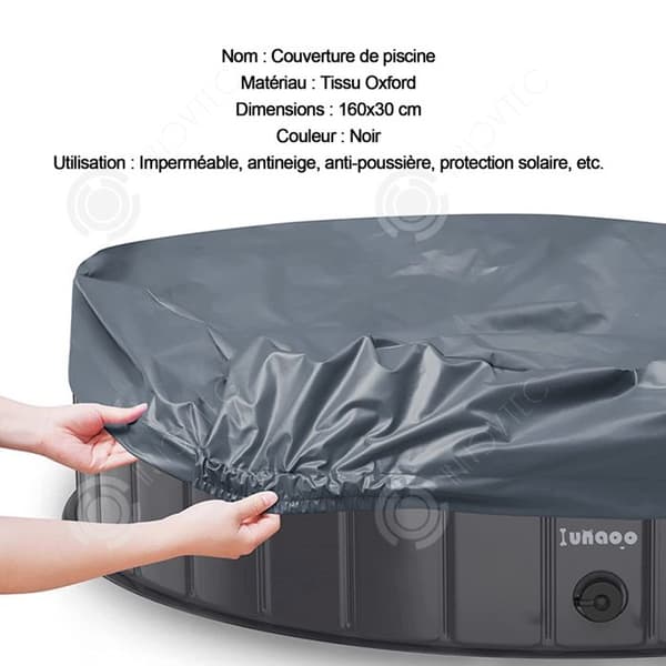 INN Skyddsöverdrag 160x30cm Elastisk modell 210D oxfordtyg svart silverbeläggning spa skyddsöverdrag simbassängöverdrag