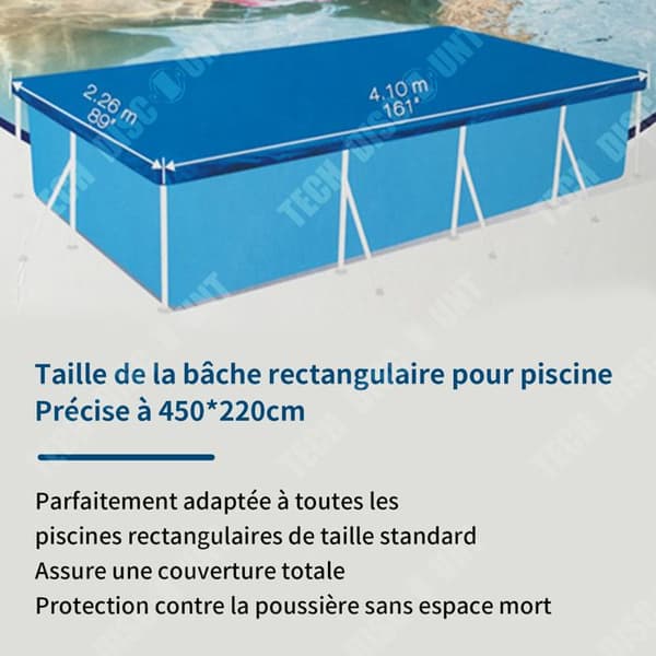TD® rektangulärt dammskydd för pool 1 st 450x220cm blå hopfällbar, för vattentäta tillbehör utomhus