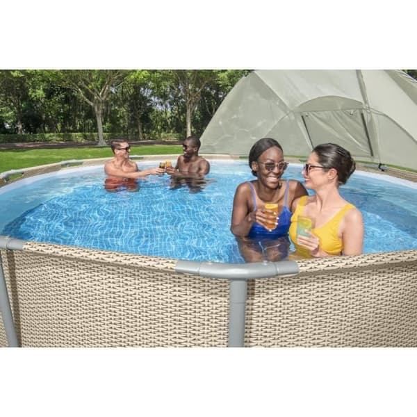 BESTWAY - Paviljong för rund swimmingpool - Diameter mellan 305 cm och 549 cm - Grå