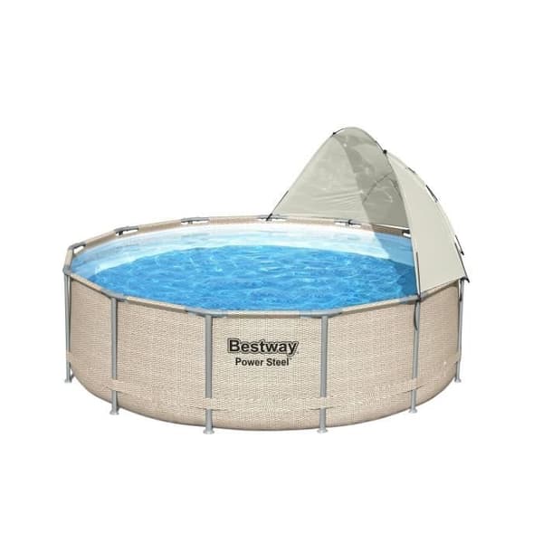 BESTWAY - Paviljong för rund swimmingpool - Diameter mellan 305 cm och 549 cm - Grå