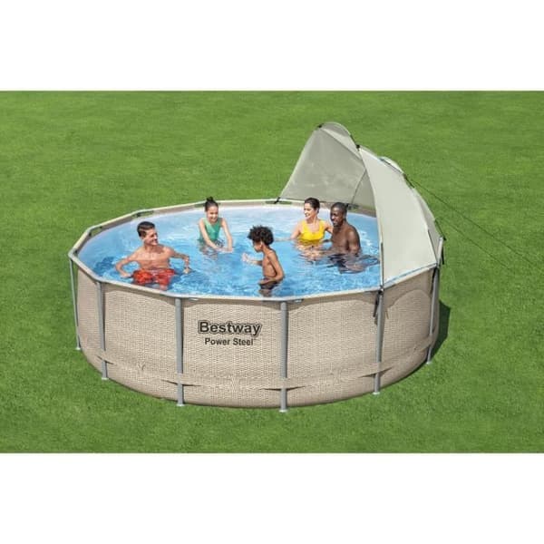 BESTWAY - Paviljong för rund swimmingpool - Diameter mellan 305 cm och 549 cm - Grå