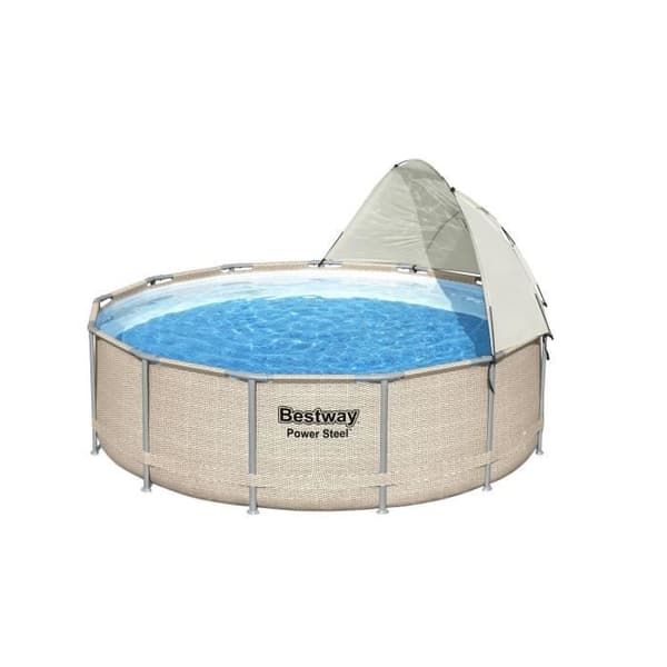 BESTWAY - Paviljong för rund swimmingpool - Diameter mellan 305 cm och 549 cm - Grå