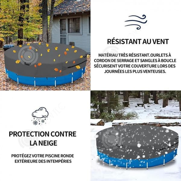 INN Simbassängskydd 2m för diameter simbassänger vattentät Oxford slitstarkt överdrag sommar- och vinterpool enkel att installera svart
