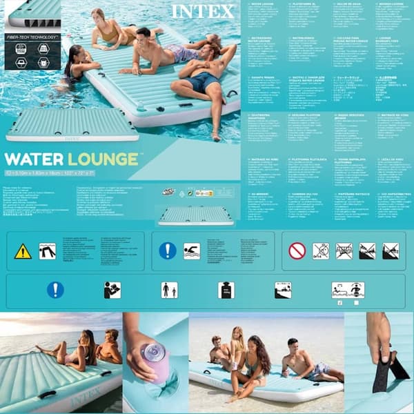 INTEX oppblåsbar solseng blå 310x183 cm vinyl