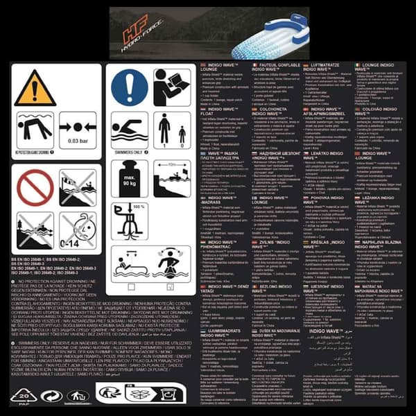 Bestway Hydro Force Flytende solseng 183x97 cm blå