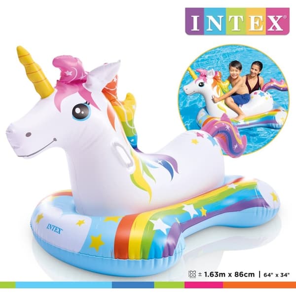 INTEX Uppblåsbar enhörning 163x86 cm