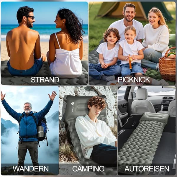 INF Ultralet oppusteligt liggeunderlag til camping og vandring Grå