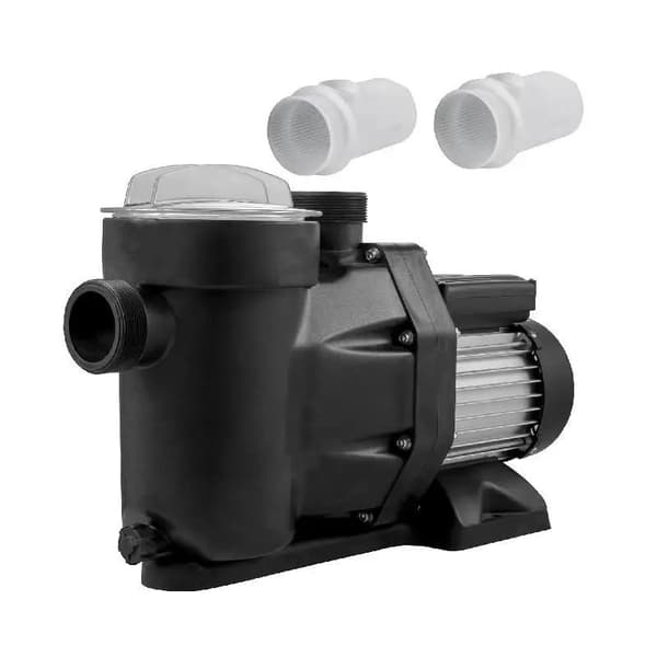 1 HP/750W 16m huvudlyft 19200L/timme poolpump med 50mm inlopp/utlopp, avtagbar filterkorg, säkerhetsskydd, tyst drift