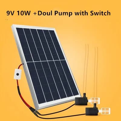 Solcelledrevet vandpumpe, 3W effekt, 2,5M løftehøjde, 480L/H output,Med kontakt