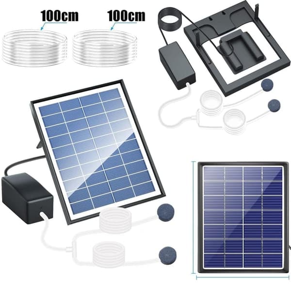 Lollanda Solenergi syrepump till akvarium – Pool- och damm-luftare, utomhus fiskdamm, vattenodling och akvarium luftpump