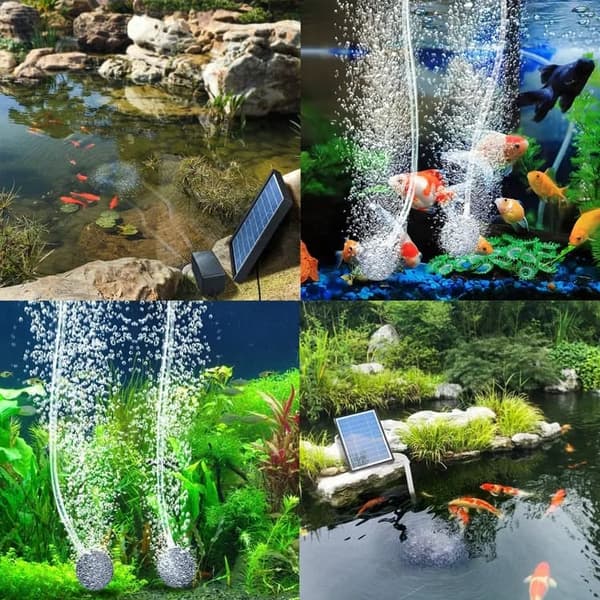 Lollanda Solenergi syrepump till akvarium – Pool- och damm-luftare, utomhus fiskdamm, vattenodling och akvarium luftpump