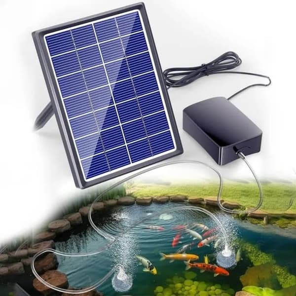 Lollanda Solenergi syrepump till akvarium – Pool- och damm-luftare, utomhus fiskdamm, vattenodling och akvarium luftpump