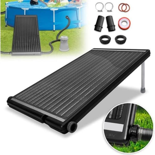 XMTECH solvärmepanel för pool, solvärme för pool, 111,5 x 66 x 6,5 cm, svart