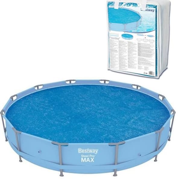 Bestway Solvärmd pooltäcke för 12ft rampooler, 366cm, blå UV-stabiliserad PE