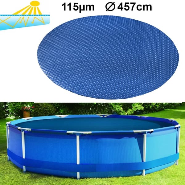 RAMROXX 12ft Solardække til pool - UV-bestandig, blåt, reducerer fordampning & holder poolen ren