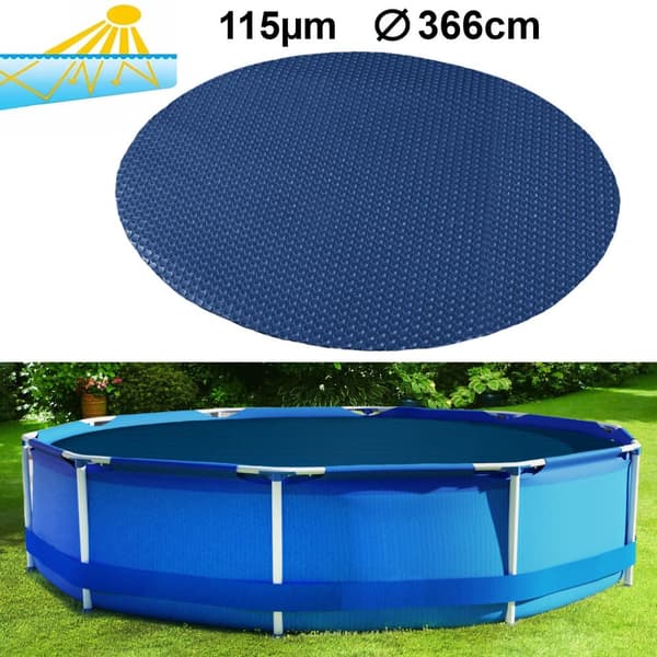 Ramroxx Energiatehokas Aurinkoallaspeite, 366cm, Musta & Sininen, UV-stabiloitu PE-kalvo