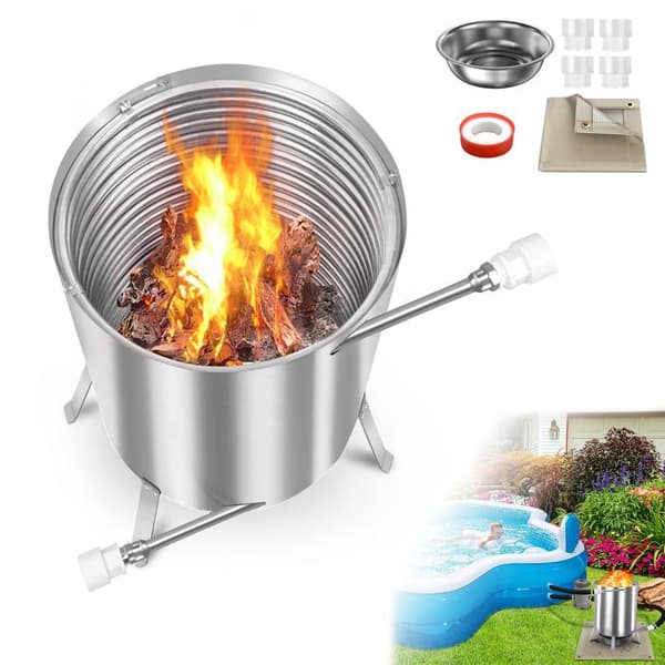 LARS360 2X Pool Heating in Stainless Steel, Fire Pit Pool Heater, Fire Barrel, Fire Bucket for Heating the Pool