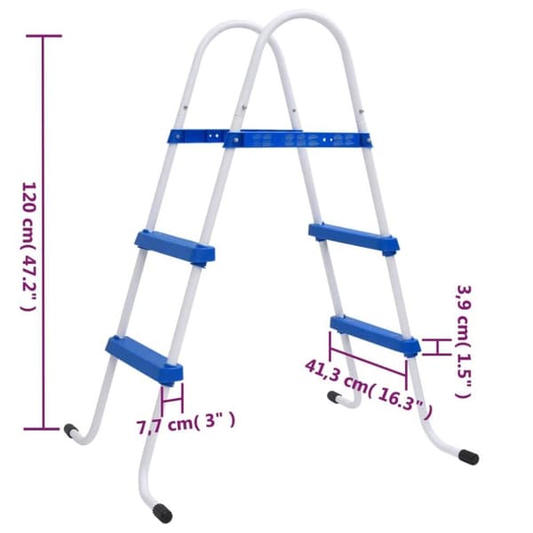 vidaXL Poolstege blå och vit 84 cm stål