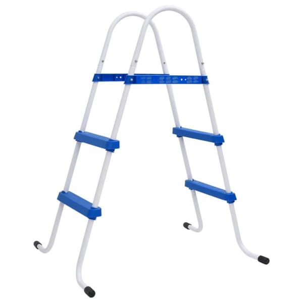 vidaXL poolstige 84 cm stål blå og hvid
