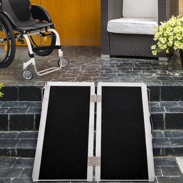 Rootz Rullstolsramp - Rullstolsramp - Walkers - Fällbar ramp med bärhandtag - Aluminium - Svart