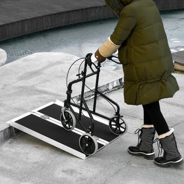 Rootz Rullstolsramp - Rullstolsramp - Walkers - Fällbar ramp med bärhandtag - Aluminium - Svart