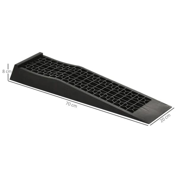 Rootz-rampe - tærskelrampe - kantstensrampe - gummiramper - skridsikre ramper - PP - sort - 70 x 20 x 8 cm