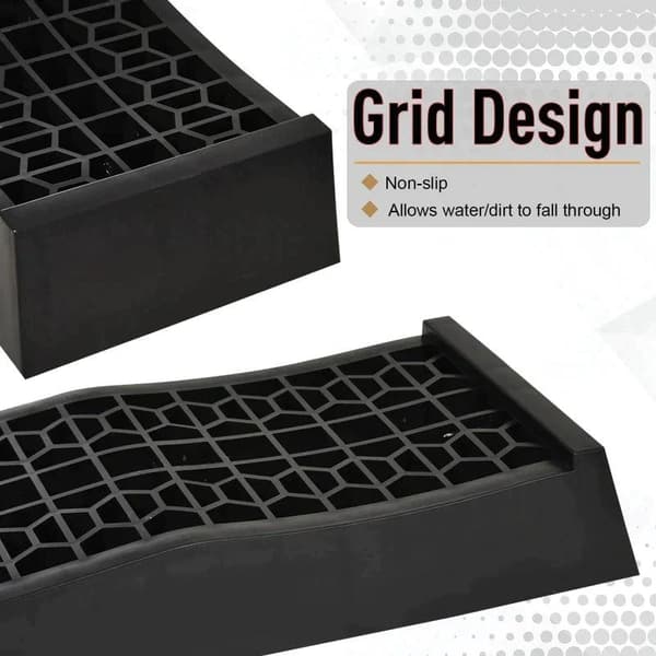 Rootz-rampe - tærskelrampe - kantstensrampe - gummiramper - skridsikre ramper - PP - sort - 70 x 20 x 8 cm