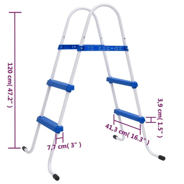 The Living Store Poolstege blå och vit 84 cm stål -  Poolstegar