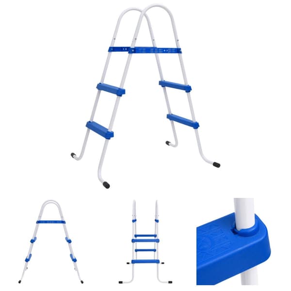 The Living Store Poolstege blå och vit 84 cm stål -  Poolstegar