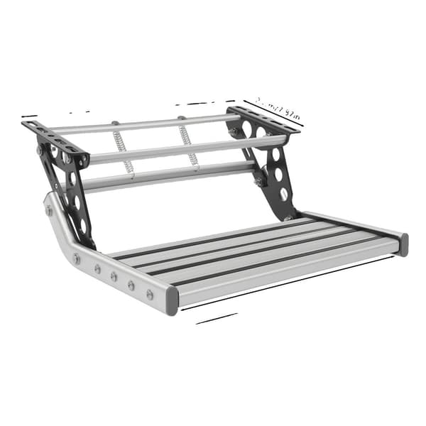 Fällbar husvagnstrappa, halkfri yta, LED-lampa,Silver