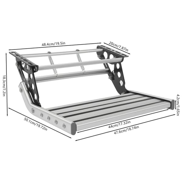 Fällbar husvagnstrappa, lastkapacitet 150 kg, LED-lampa ingår,Silver