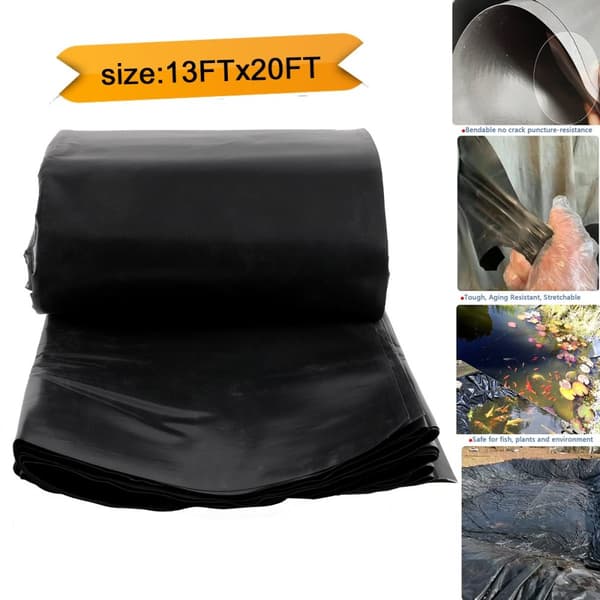 Hållbar Fiskdamm Liner, Svart LLDPE Material, Storlek 13ft x 20ft, Långvarig Livslängd