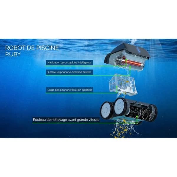 BESTWAY Aquaglide autonom pool dammsugare för simbassänger med platt botten 3,5 x 5 m, uppladdningsbart batteri