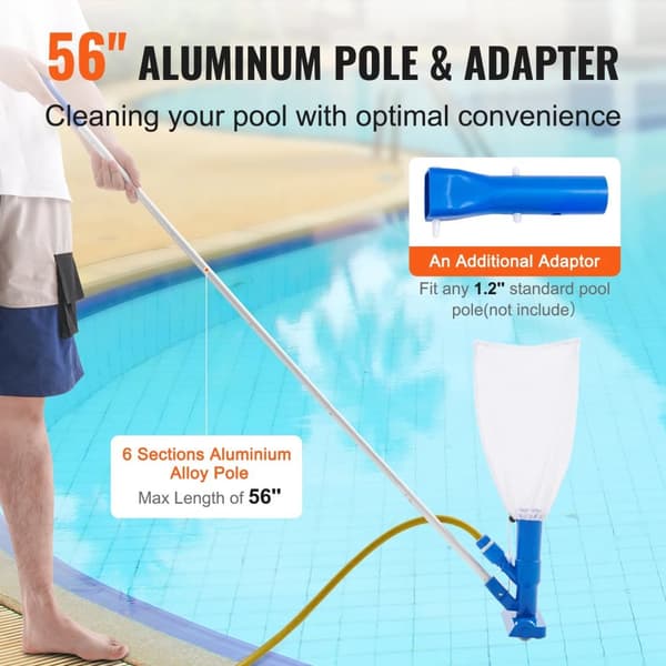 6 delar pooldammsugare set med 1425mm monterad teleskopstång, effektiv poolrengöring, lätt att montera och förvara