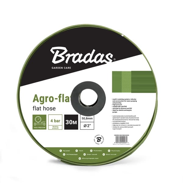 Platt slang AGRO-FLAT WP4 / BP12 Bar 2" / 30m - GRÖN