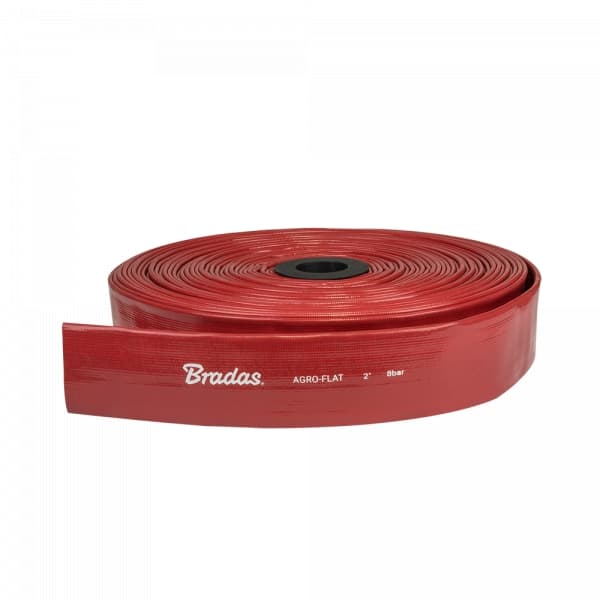 Flad slange AGRO-FLAT W.P.8 / B.P.24 Bar - 2" / 100m - RØD