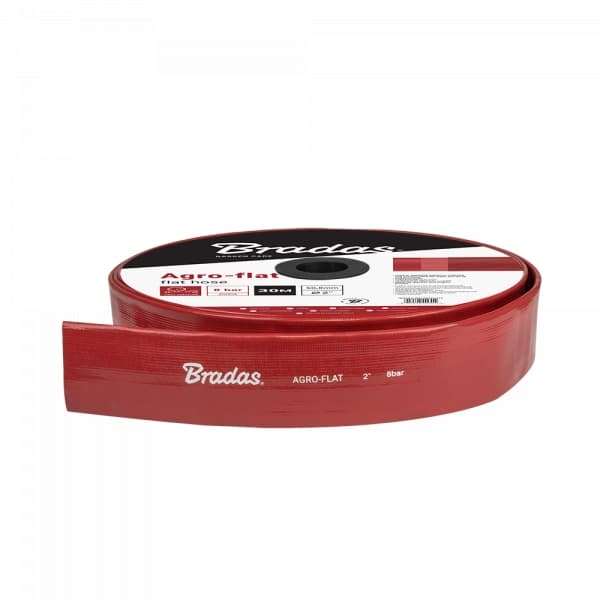 Flad slange AGRO-FLAT W.P.8 / B.P.24 Bar - 2" / 100m - RØD
